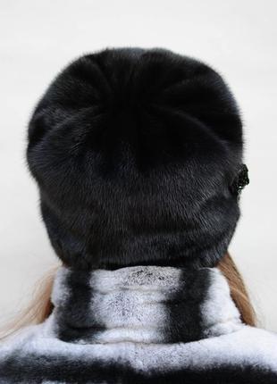 Женская норковая кубанка "камелия" черный3 фото