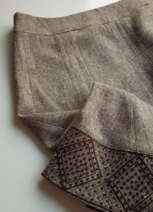 Утепленная /теплая юбка миди c вышивкой с содержанием шерсти4 фото