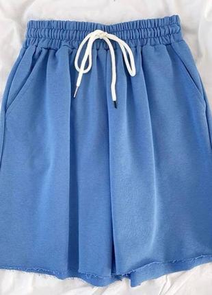 🎨5 кольорів! стильні жіночі шорти шорты женские блакитні голубі