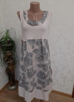 Ніжна льняна сукня бохо італія