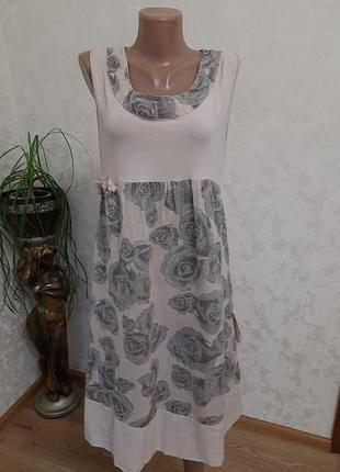 Нежное льняное платье бохо италия