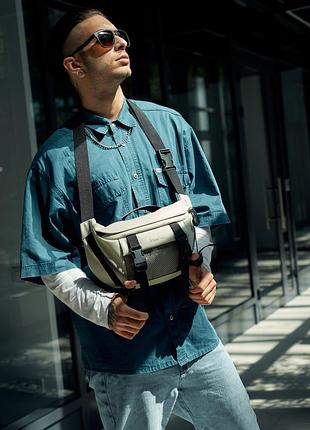 Большая мужская поясная сумка бананка sambag dynamicdart серая4 фото