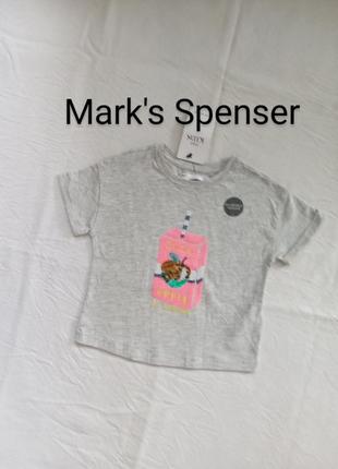 Нова котонова футболка принт яблуко бренду mark's & spenser uk 2-3 eur 92-98