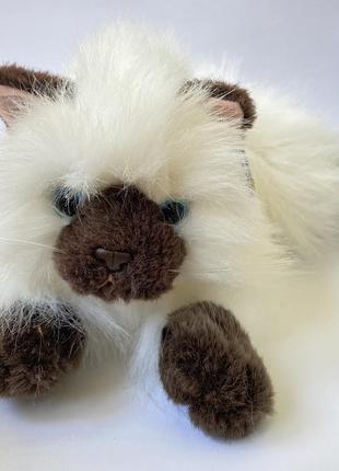 М'яка іграшка білий пухнастий сиамський кіт