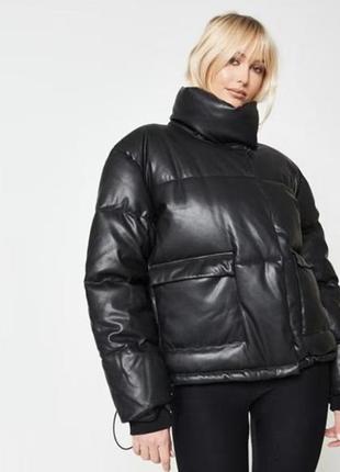 Зимова куртка чорна  missguided f lth puff  шкірозамінник