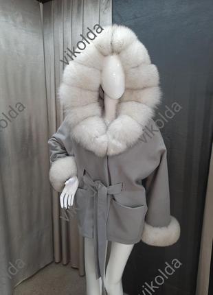 Женское пальто пончо с мехом песца с 44 по 583 фото