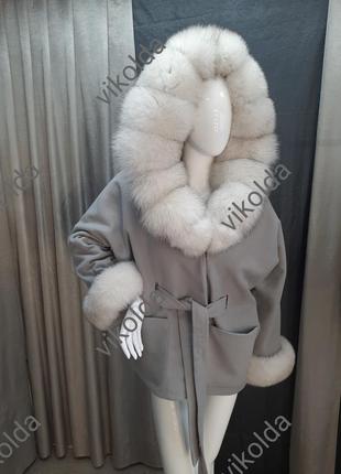 Женское пальто пончо с мехом песца с 44 по 584 фото