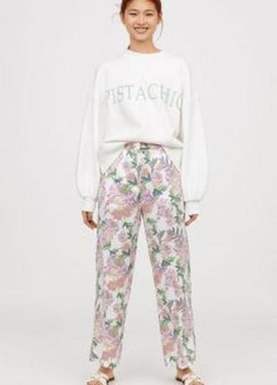 H&m літні штани в квітковий принт висока посадка широка штанина1 фото