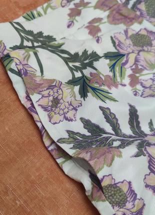 H&m літні штани в квітковий принт висока посадка широка штанина6 фото
