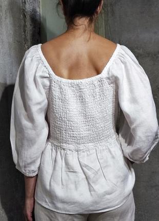 Сорочка льон блузка блуза лен льняная белая свободная крой вышиванка7 фото