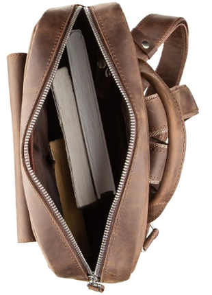 Рюкзак кожаный коричневый компактный винтаж кежуал casual5 фото