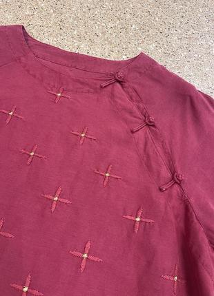Туника блуза в китайском стиле из шелка и льна1 фото
