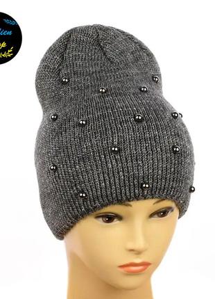 ● зимова жіноча шапка - медіна - темно-сірий ●