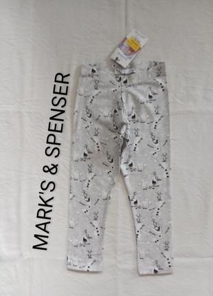 Новые коттоновые лосины принт снеговик олаф бренда mark's &amp; spenserark 2-3 eur 92-98