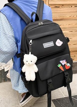 Жіночий набір для школи рюкзак сумка пенал для дівчинки 5 в 1 з брелоком і значки в...