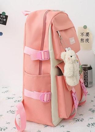 Жіночий набір для школи рюкзак сумка пенал для дівчинки 5 в 1 з брелоком і значки в...