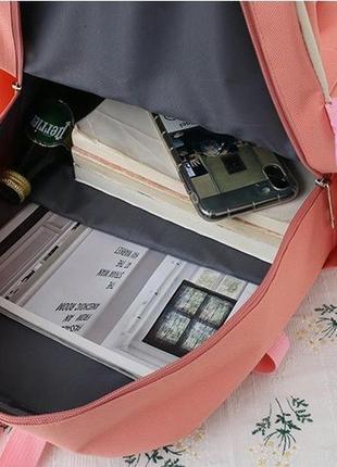 Жіночий набір для школи рюкзак сумка пенал для дівчинки 5 в 1 з брелоком і значки в...