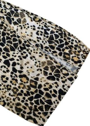 Юбка миди леопардовая с вырезом летняя3 фото