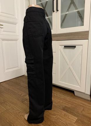 Женские джинсы карго палаццо с карманами карманами турция dk49 jeans черные2 фото