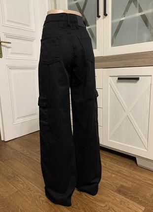 Женские джинсы карго палаццо с карманами карманами турция dk49 jeans черные5 фото