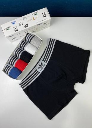 Набір трусів 5 штук боксери adidas чорні сині сірі білі червоні