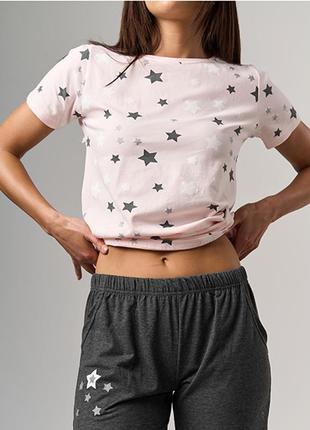 Комплект женские бриджи и футболка звезды 109013 фото