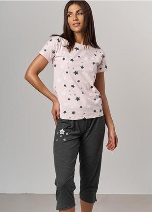 Комплект женские бриджи и футболка звезды 109014 фото