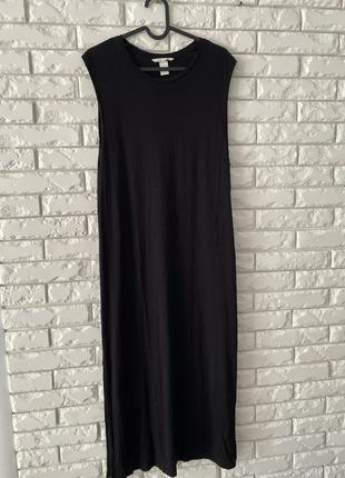 Красивое платье длинная черная вискоза с разрезами 14 хл2 фото