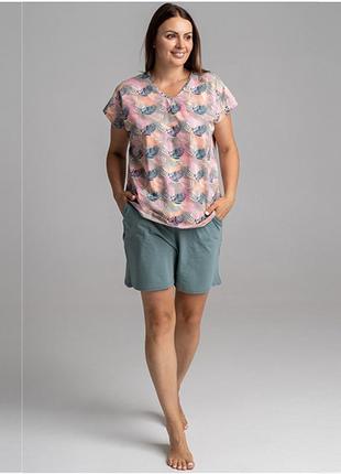 Комплект жіночий шорти та футболка листя 11431