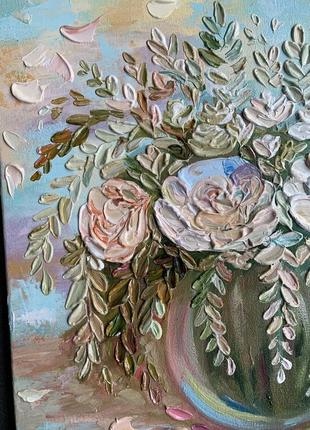 Картина 30*30см маслом мастихіном олійними фарбами квіти