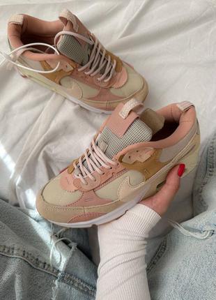 Стильные женские кроссовки nike air max 90 future beige бежевые пудровые7 фото