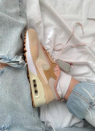 Стильные женские кроссовки nike air max 90 future beige бежевые пудровые6 фото