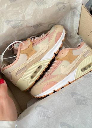 Стильные женские кроссовки nike air max 90 future beige бежевые пудровые3 фото