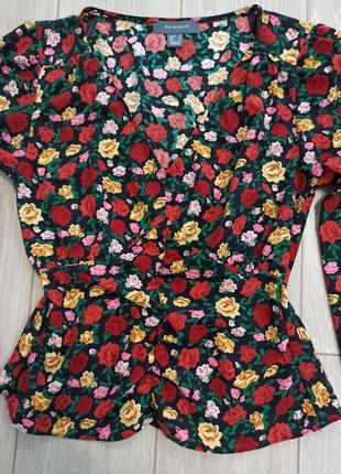 Блуза цветочный принт, длинный рукав3 фото