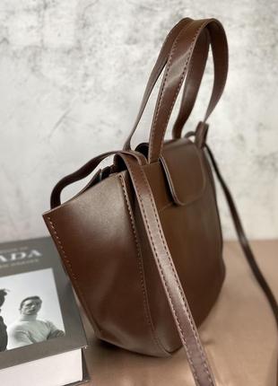 Сумка шоколадна кросбоді стильна жіноча сумочка6 фото