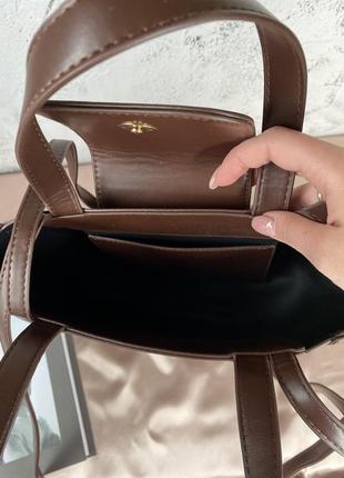 Сумка шоколадна кросбоді стильна жіноча сумочка9 фото