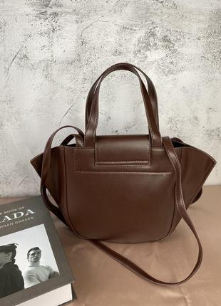 Сумка шоколадна кросбоді стильна жіноча сумочка7 фото