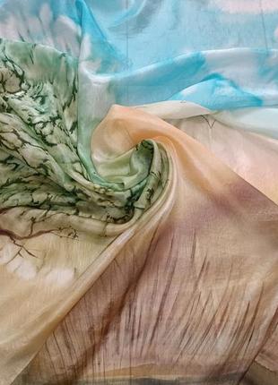 Дизайнерский платок / платок из тонкого шелка vintage ручной работы, шов роуль2 фото