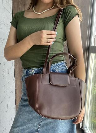 Сумка шоколадна кросбоді стильна жіноча сумочка4 фото