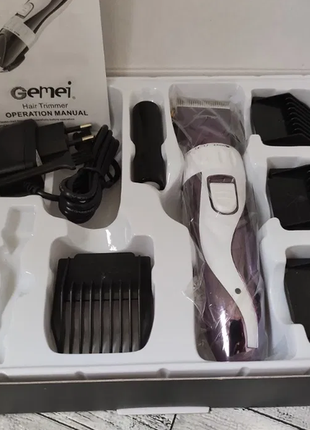 Машинка для стрижки gemei gm-6062 аккумуляторная с керамическими ножами, триммер для стрижки волос