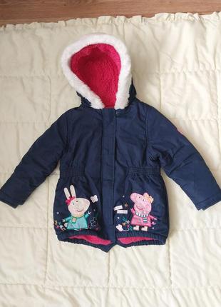 Фирменная куртка парка для девочки со свинкой пеппой на возраст 3-4 года