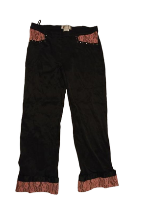 Атласные брюки кружево белизьян и стиль атлас укороченные1 фото