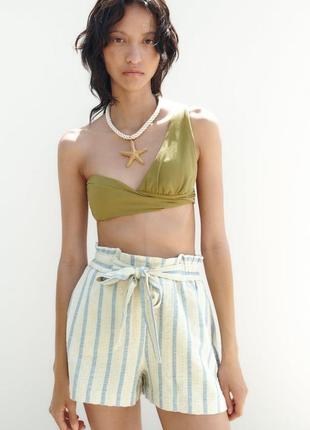 Шорты женские льняные шорты в полоску zara