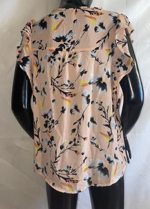 Персиковая шифоновая блуза с цветочным принтом3 фото