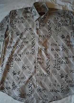 Сеоая полосатая рубашка с надписями tripoly
