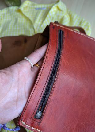 Сумка винтажная кожа оранжевая орнамент чемоданчик этно бохо через плечо8 фото
