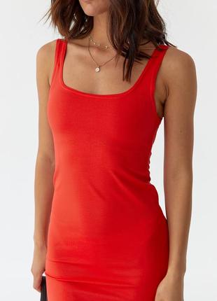 Летнее облегающее трикотажное платье мини d-k - красный цвет, s (есть размеры)4 фото