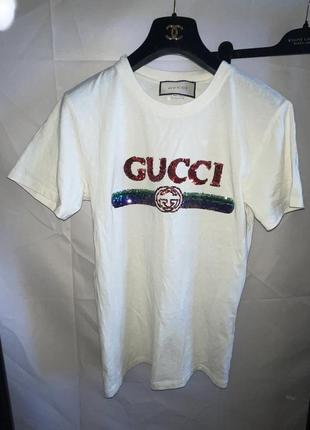 Футболка gucci с пайетками1 фото