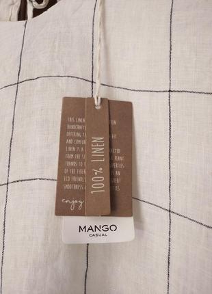 Лляна блуза mango в клітку 100% льон клітинку2 фото