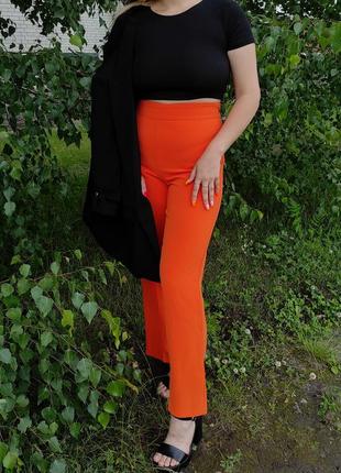 Оранжевые брюки-кюлоты zara2 фото